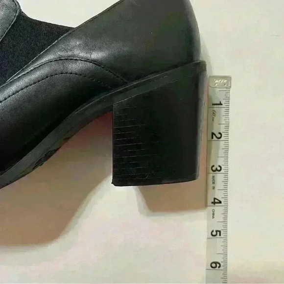 Nicole black leather slip on block heel Brazilian vintage court shoes Size 9.5 M - Picture 12 of 12